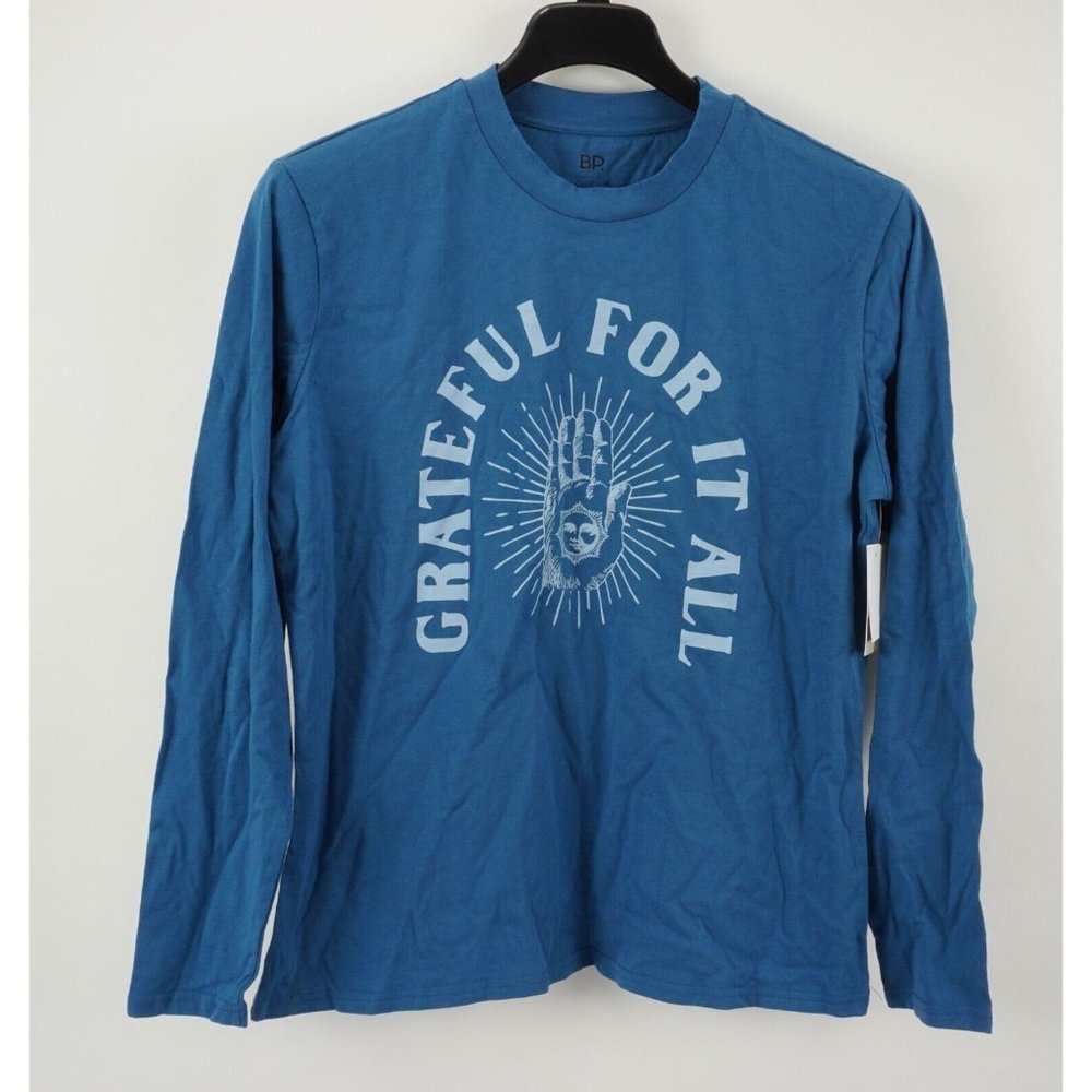 New BP. Long Sleeve Grateful Graphic Tee Men's Small Long Sleeve Blue Crew Shirt